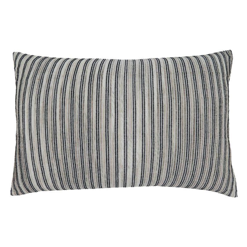 16" x 24" Black and White Striped Cotton Lumbar Pillow