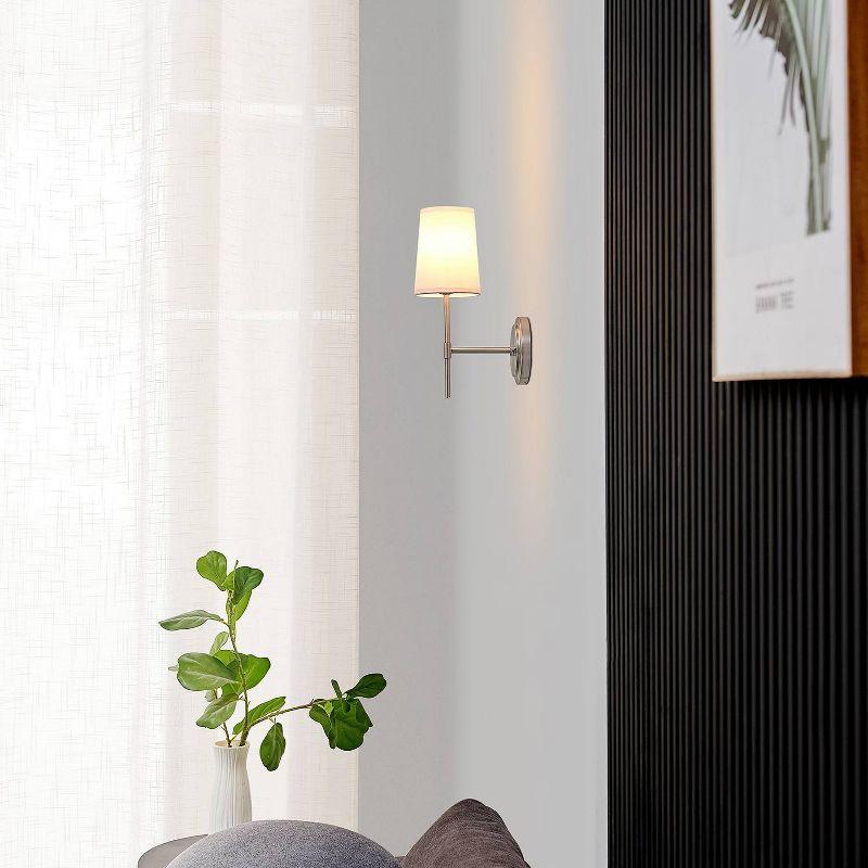 Clarissa Brushed Nickel Modern Glam Lantern Wall Sconce with White Shade