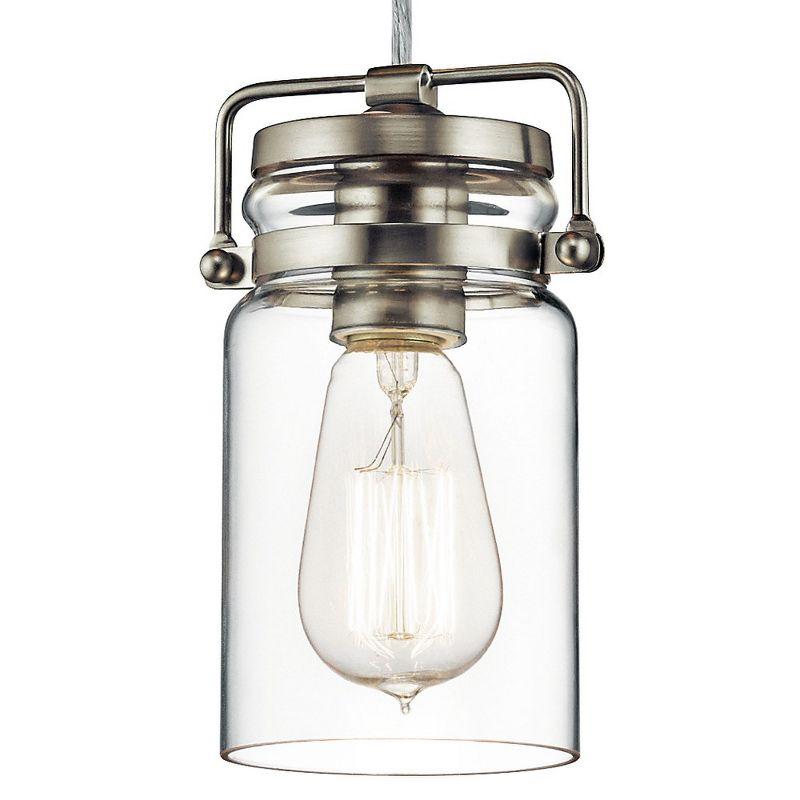 Brinley 7.75" 1 Light Mini Pendant with Clear Glass Brushed Nickel