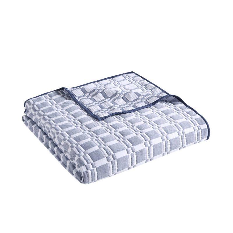 Indigo Full Microfiber Reversible Matelasse Coverlet Set