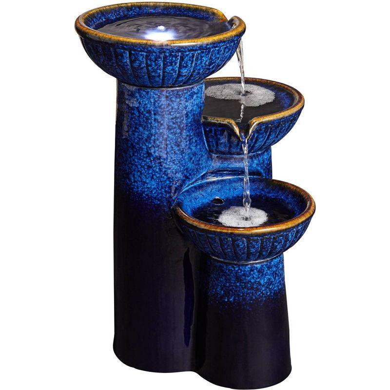 John Timberland Modern Outdoor Floor Water Fountain with Light LED 26 3/4" High Cascading Bowls for Yard Garden Patio Deck