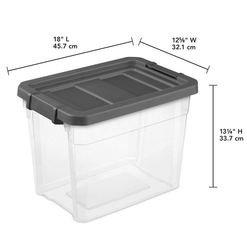 Sterilite 30 Quart Clear Plastic Stackable Storage Container Bin Box Tote with Grey Latching Lid Organizing Solution for Home & Classroom