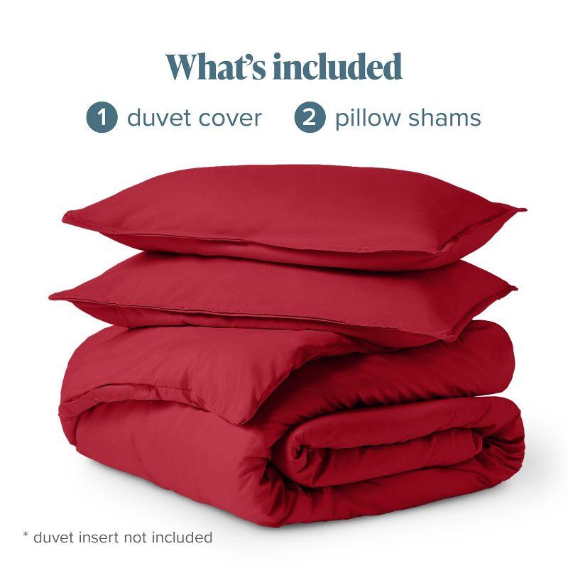 King/Cal King Red Double Brushed Duvet Cover Set by Bare Home