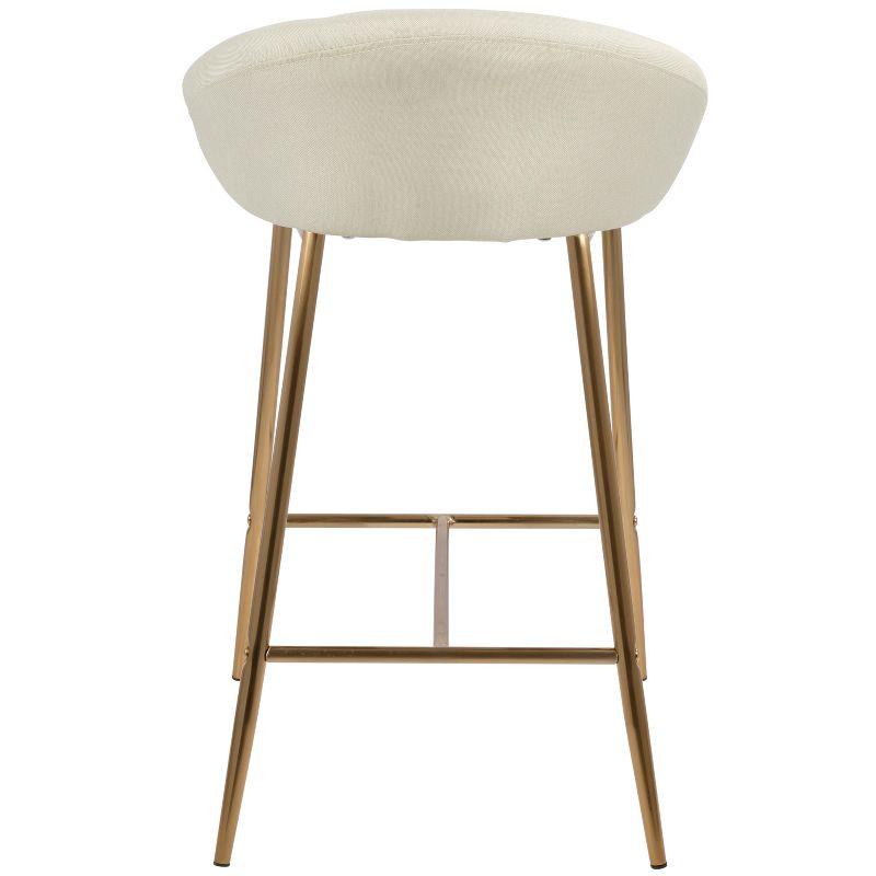 Elegant Gold and Cream Curved Counter Stools, Set of 2