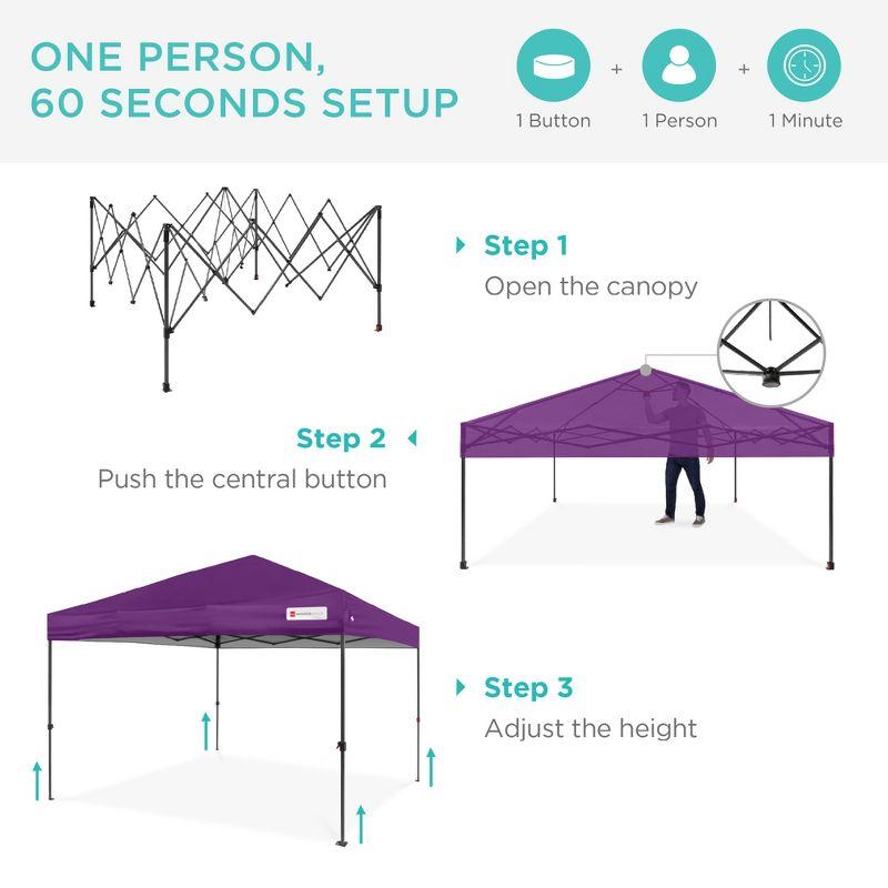 Best Choice Products Best Choice Products Easy Setup Pop Up Canopy W/ 1-Button Setup, Wheeled Case, 4 Weight Bags
