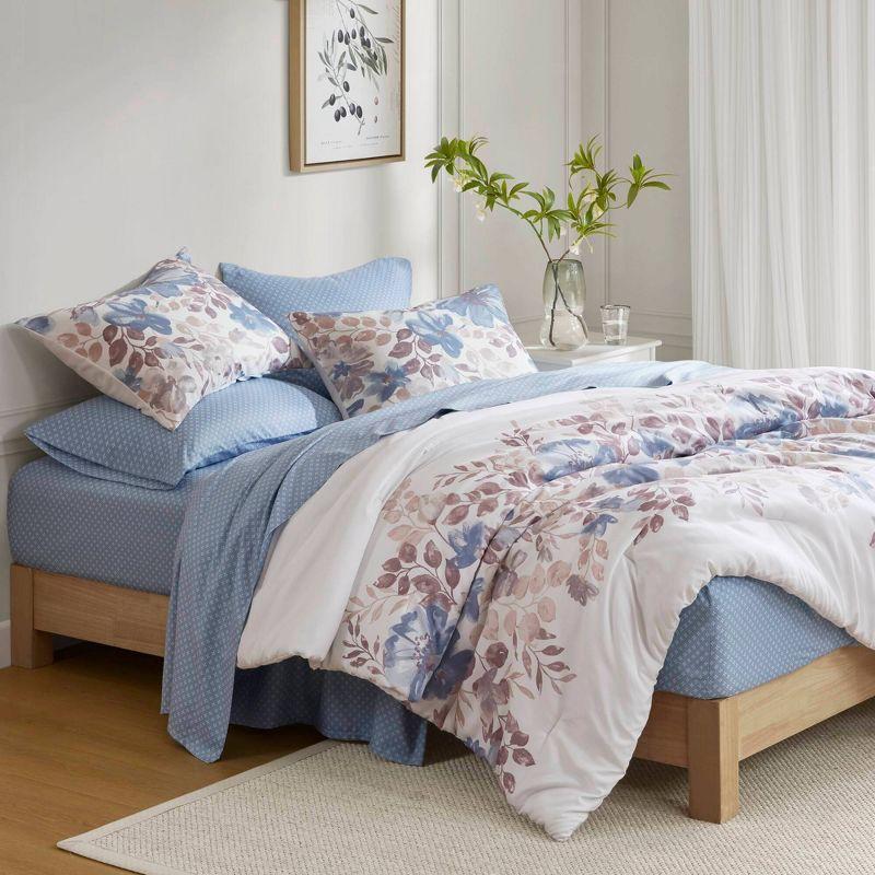 Madison Park Twin Willow Floral Comforter Set with Bed Sheet Blue