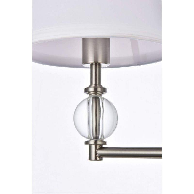 Elegant Lighting Bethany 2 lights bath sconce in satin nickel with white fabric shade