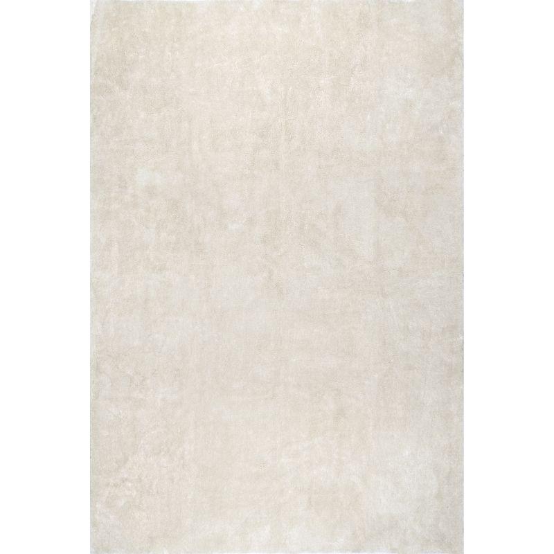 Nuloom Loni Cozy Plush Solid Pet Friendly Premium Machine Washable Shag Area Rug, Square 6' x 6', Cream
