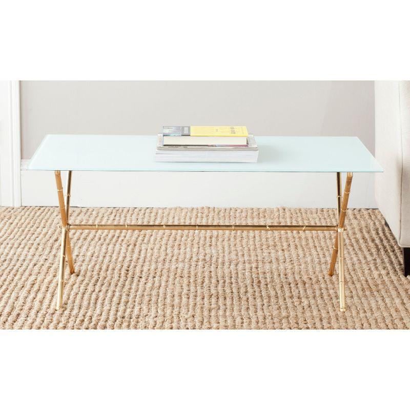 Brogen Coffee Table - Gold/White Glass - Safavieh