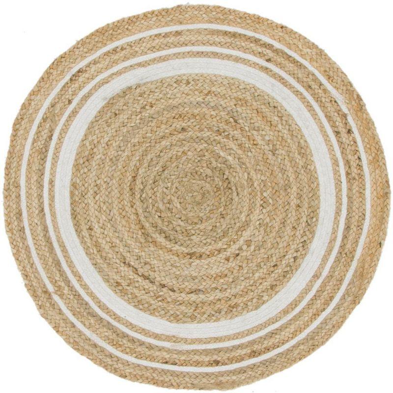 Handmade Natural Ivory Braided Jute Round Rug