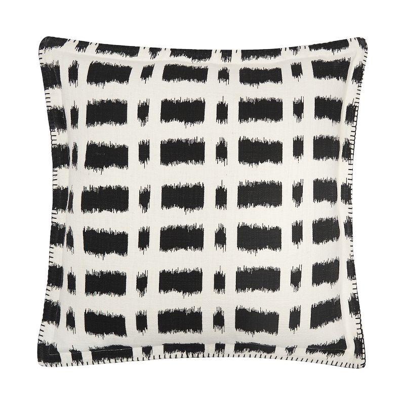 Black and White Ikat Square Throw Pillow