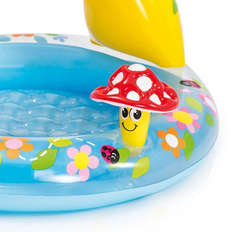 INTEX 57114EP Mushroom Baby Pool: Built-In Mushroom Shade – Soft Inflatable Floor – Durable Vinyl – Ages 1-3 – 40" x 35"