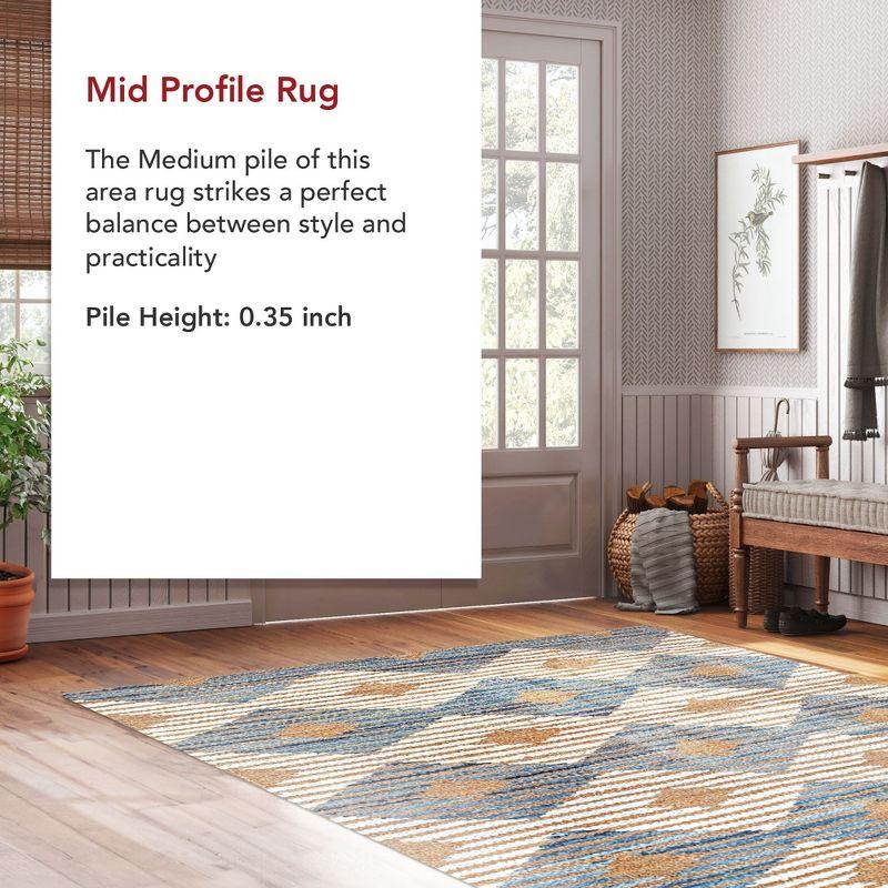 nuLOOM Hand Braided Marla Denim And Jute Diamonds Area Rug, Runner 2' 6" x 8', Off White