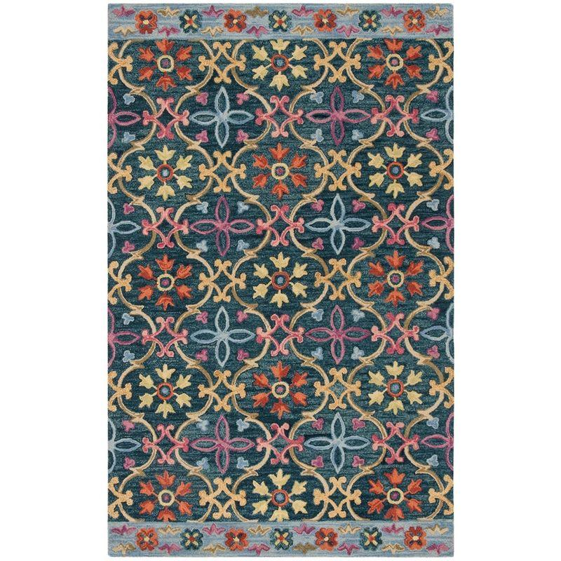 Suzani SZN310 Hand Hooked Indoor Area Rug - Blue/Multi - 5'x8' - Safavieh.