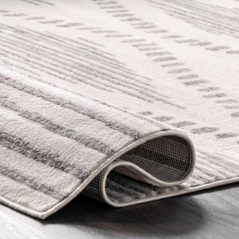 6'7"x9' Briggs Contemporary Striped Area Rug Light Gray - nuLOOM: Geometric Pattern, Low Pile, Indoor Use