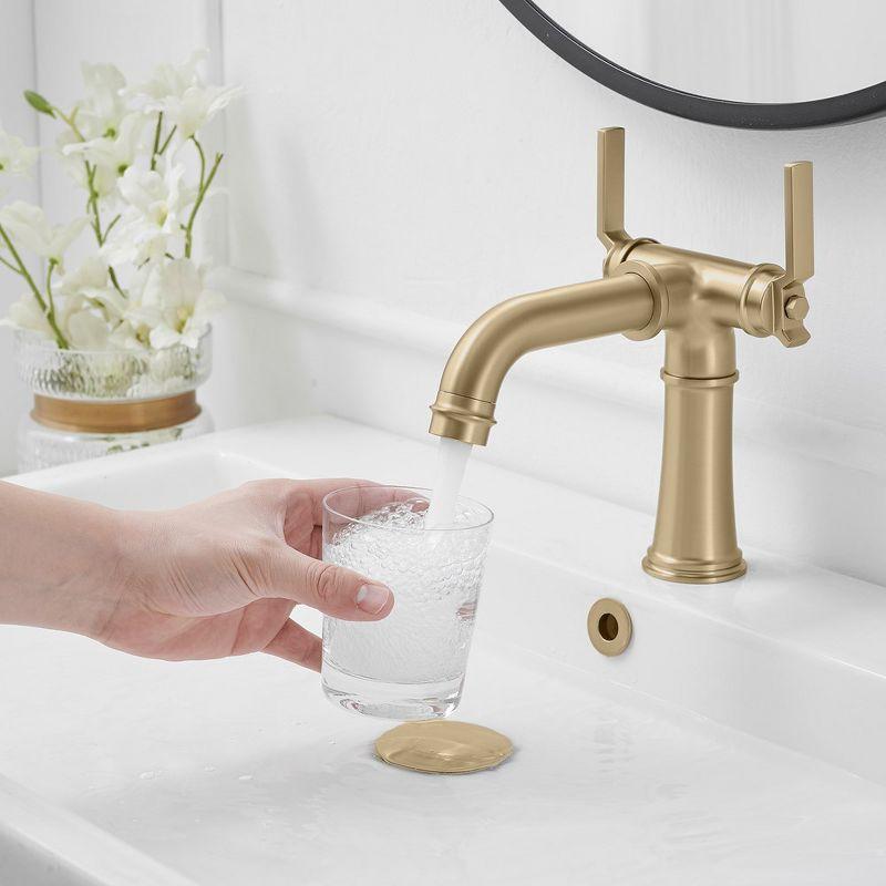 BWE Double Handle Industrial Style Bathroom Faucet Lavatory Mixer Tap Commercial Vanity