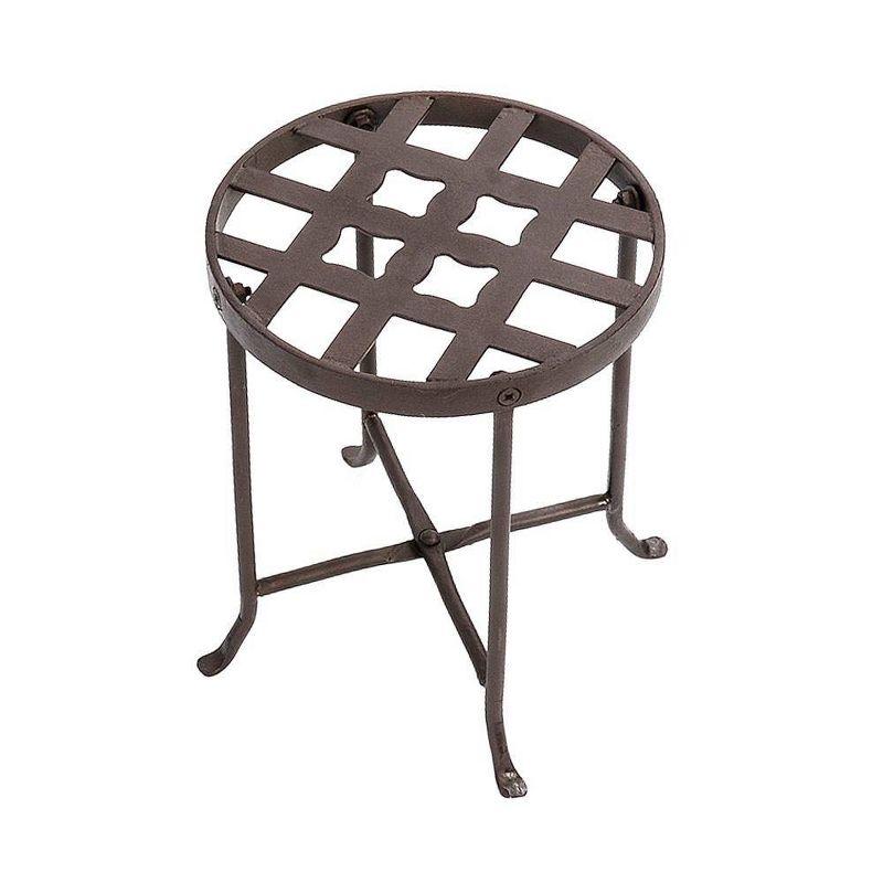 Small Round Bronze Wrought Iron Plant Stand