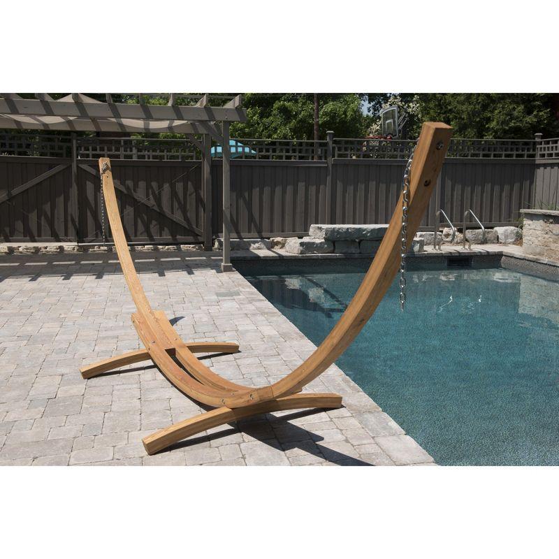 15ft Solid Pine Arc Hammock Stand with Natural Finish