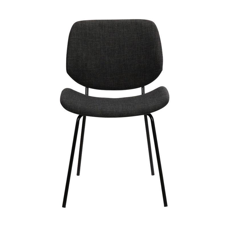 Contemporary Charcoal Faux Leather Side Chair with Black Metal Legs