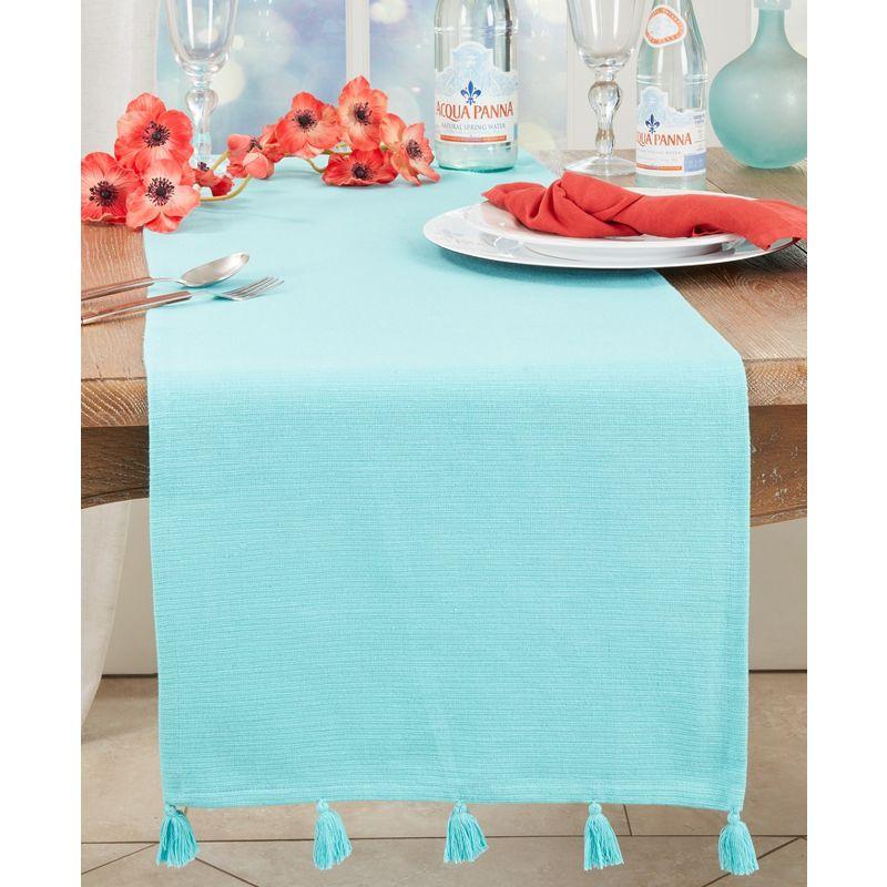 Saro Minimalist Luxe Tassel Table Runner