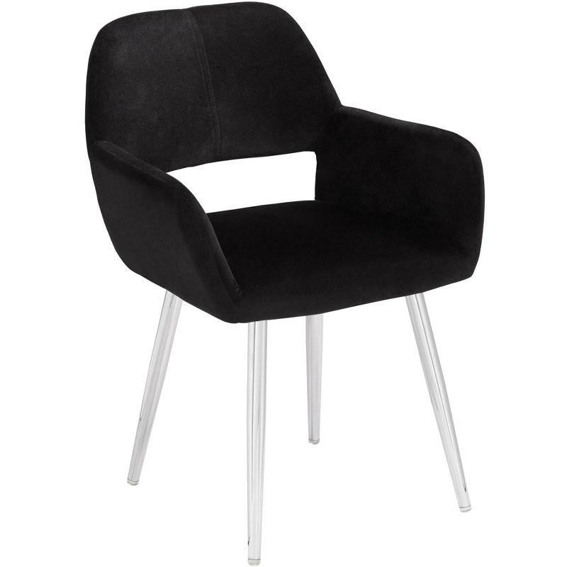 Elegant Black Fabric and Chrome Metal Modern Dining Chair