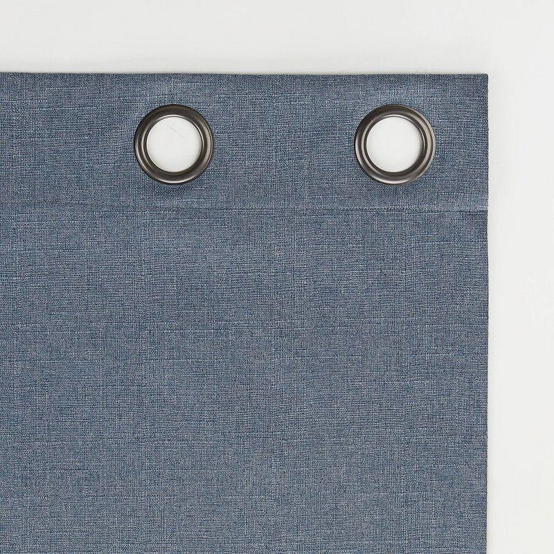 Blue Polyester Blackout Grommet Curtain Panel