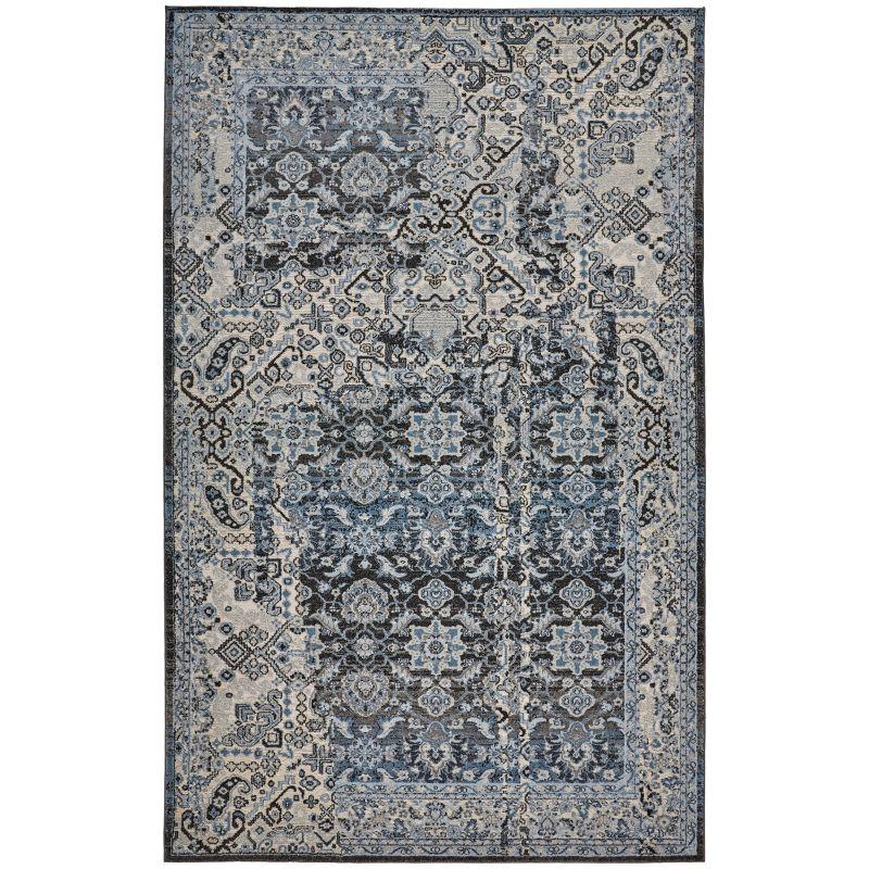 Ainsley Gray Blue Ivory Abstract Cotton Area Rug