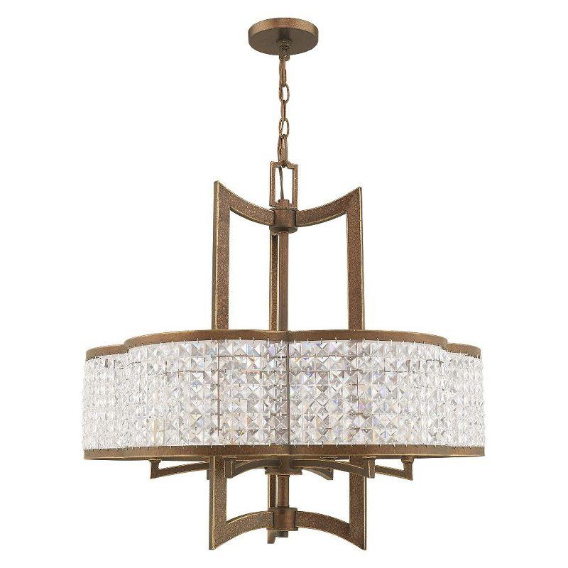 Elegant Grammercy 6-Light Chandelier with Crystal Strands in Winter Gold