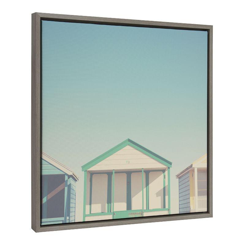 Kate and Laurel Sylvie Beach Hut 4 Framed Canvas by Laura Evans, 22x22, Gray