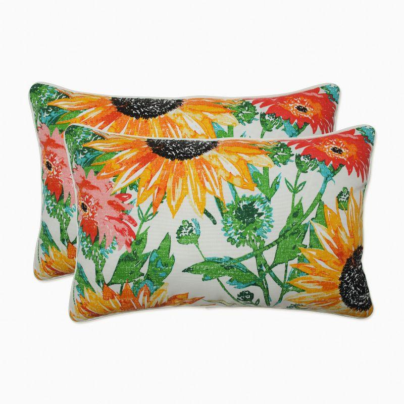 Sunburst Sunflowers Rectangular Indoor/Outdoor Throw Pillow Set