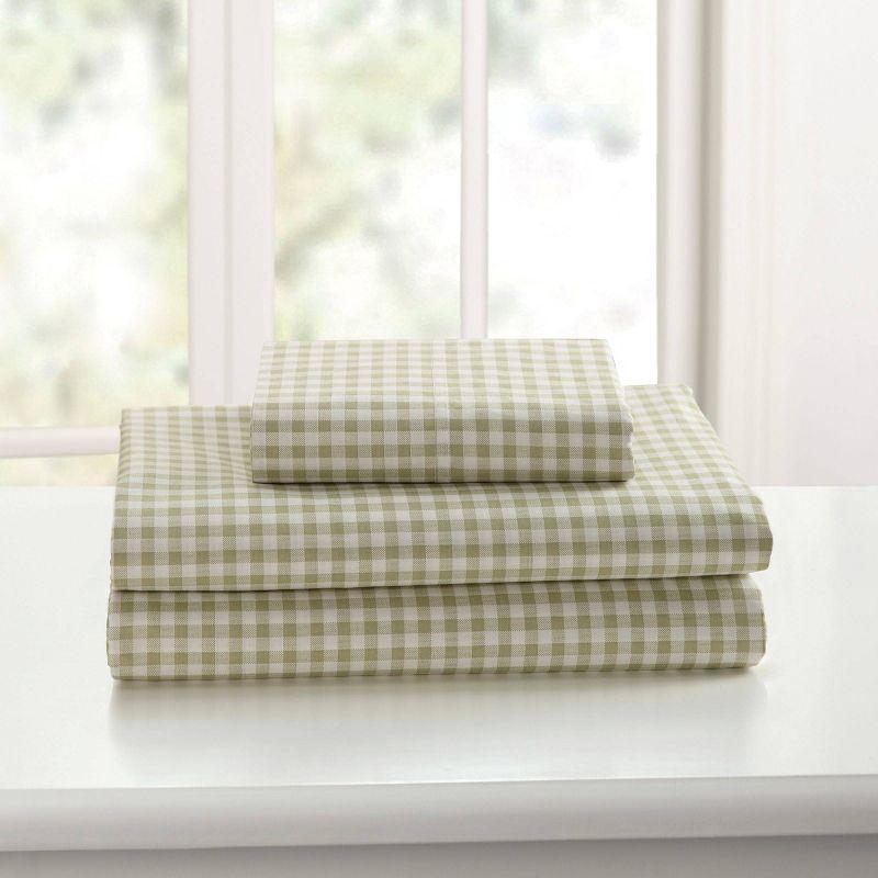 Gingham 250 Thread Count Plaid 100% Cotton Sheet Set
