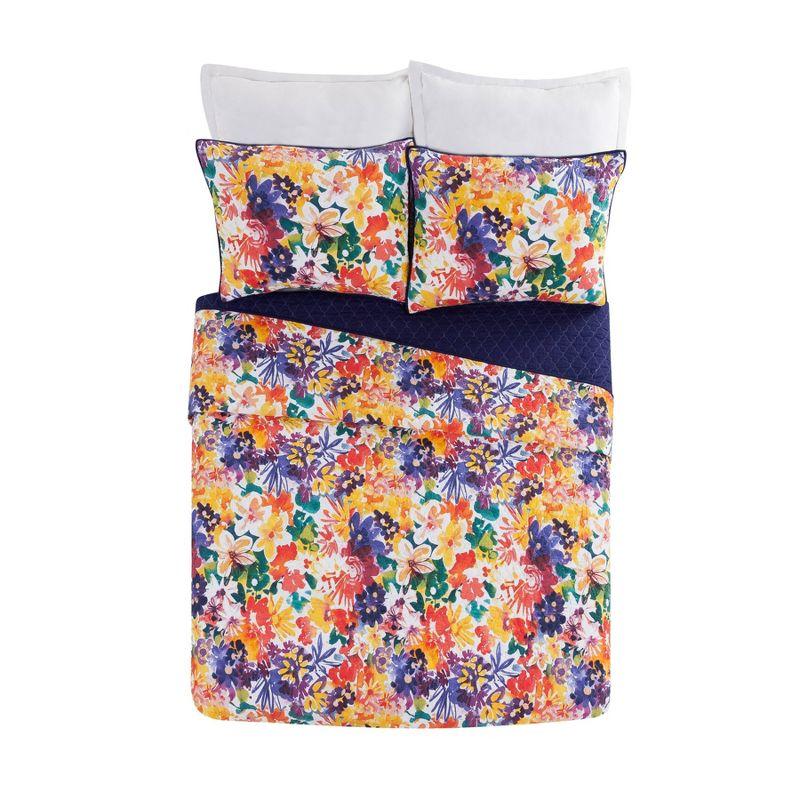 Garden in Bloom Purple Cotton Full Quilt Set