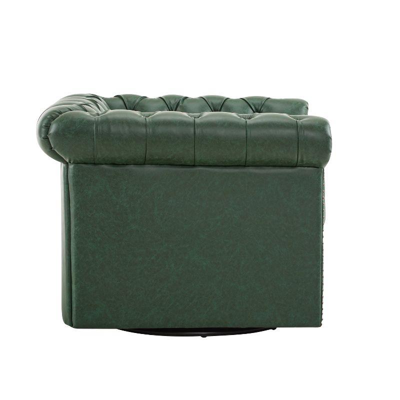 Christopher Knight Home Andrew Upholstered Button Tufted Swivel Club Chair with Roll Arms, Dark Green