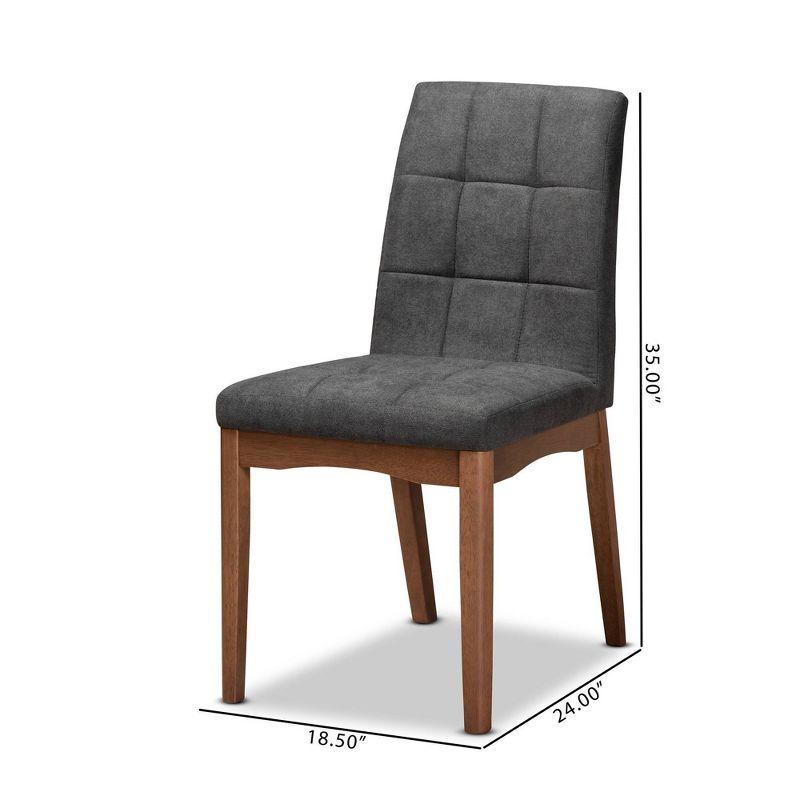 Tara Dark Grey Fabric and Walnut Wood High-Back Arm Chair