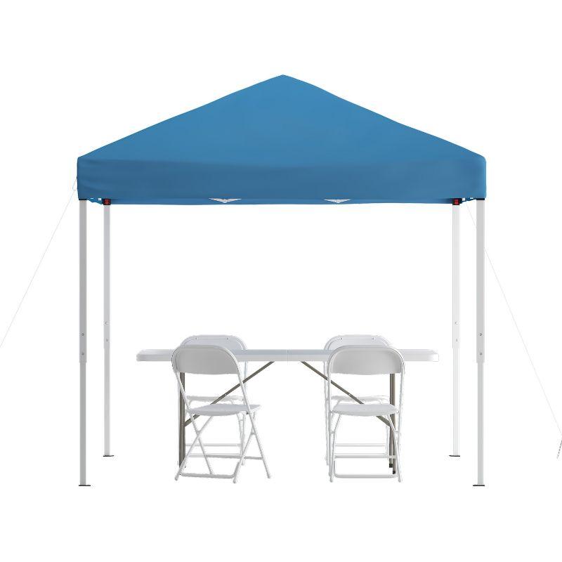 Lennon 8' x 8' Pop Up Canopy, Folding Table and 4 Folding Chairs Bundle