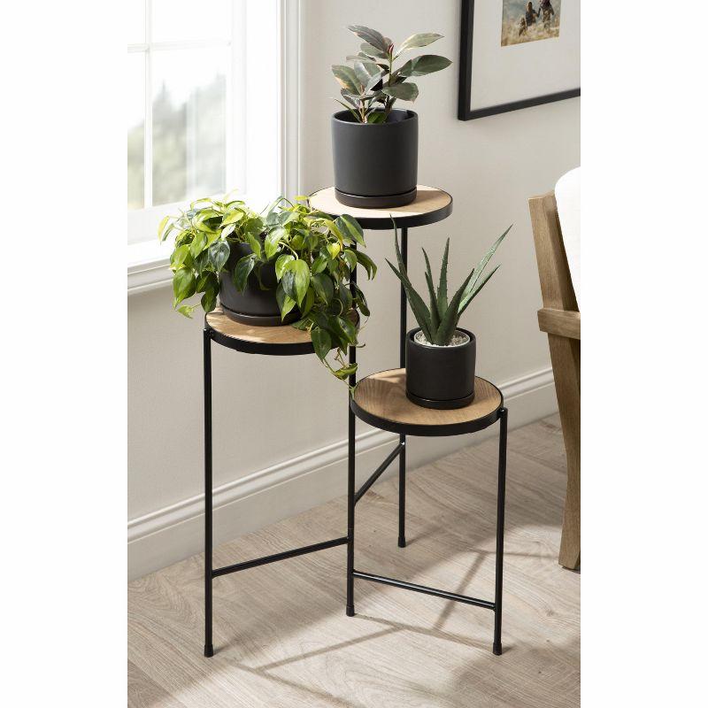 Kate and Laurel Fields Round Metal Plant Stand, 17x22x30, Black