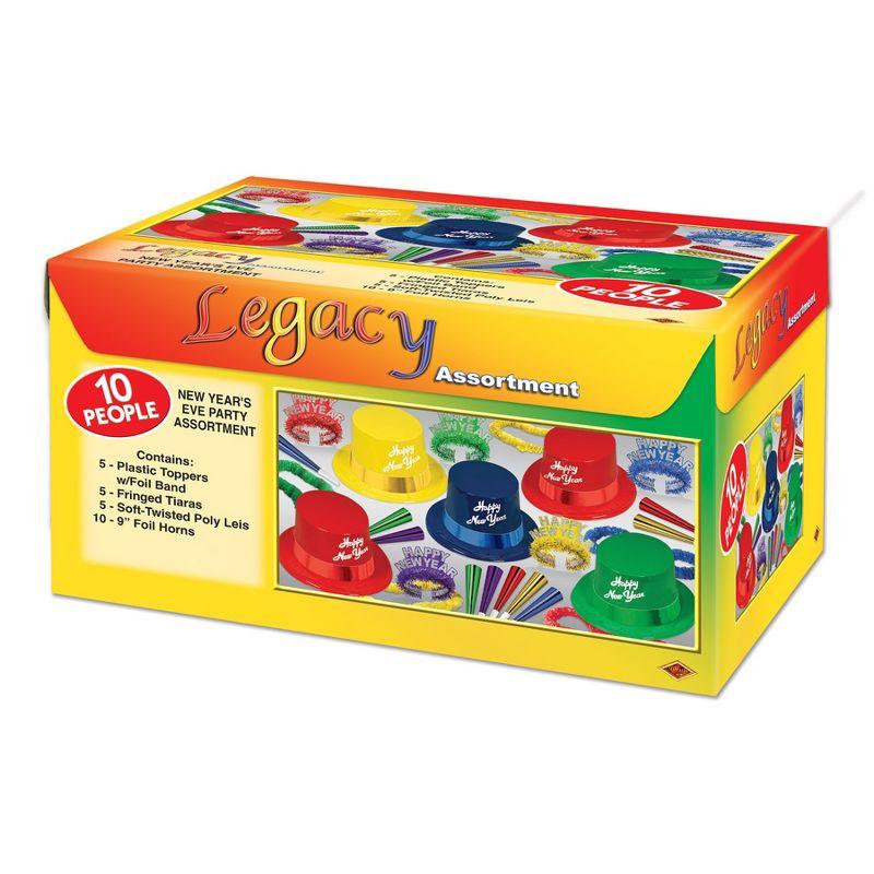 Beistle New Year Legacy Assortment for 10 guests includes 45 items Silver