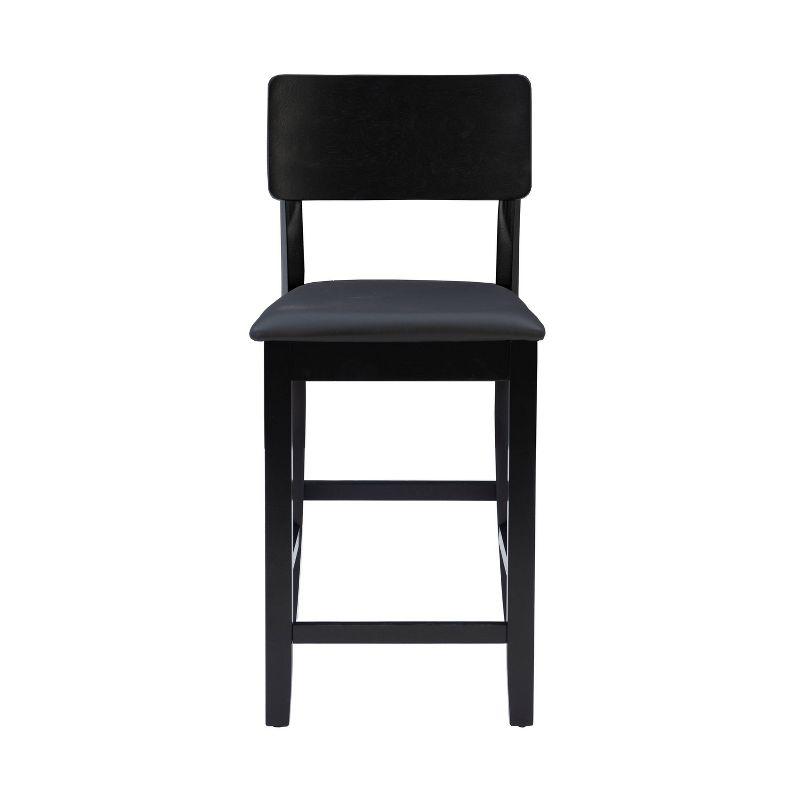 Linon Torino Faux Leather Contemporary 24" Padded Seat Counter Height Barstool Hardwood/Black: Modern Design, Solid Back