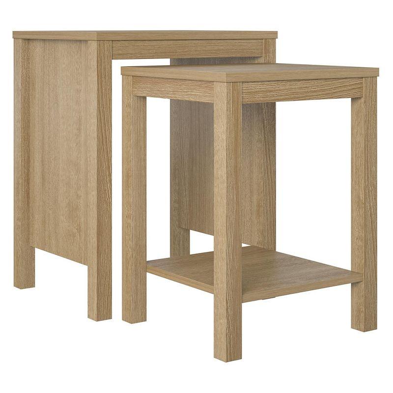 Natural Wood Rectangular Nesting Tables, Set of 2