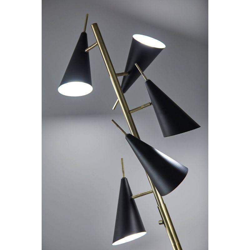 71.5" Owen Tree Lamp Black - Adesso: Adjustable Mid-Century, ETL Listed, Metal Cone Shades