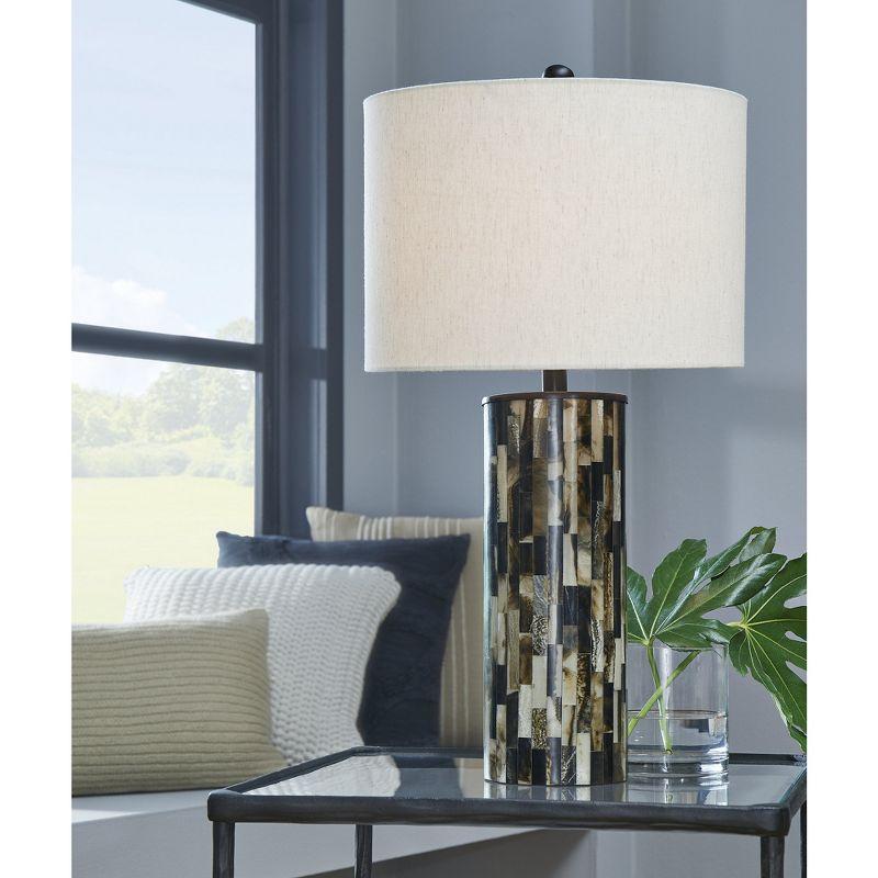 Ellford Black and Brown Mosaic Table Lamp with Drum Shade