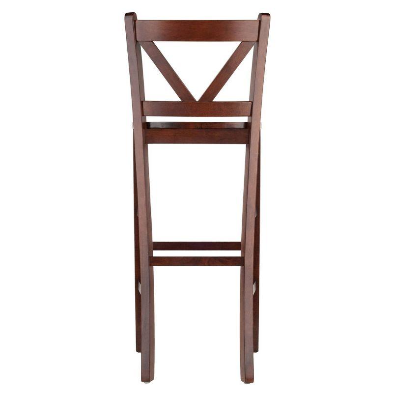 Set of 2 Victor V-Back 30" Barstool Wood/Walnut - Winsome: Solid Wood, High Back, Unupholstered