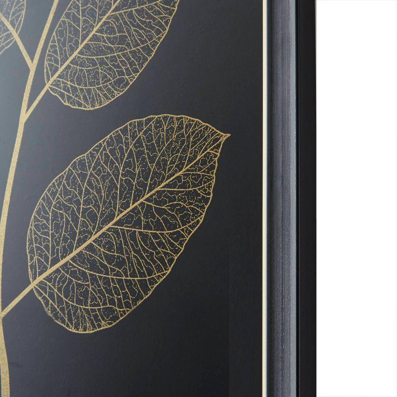 Gilded Nature Gold Metallic Leaf Glass Framed Wall Art Set