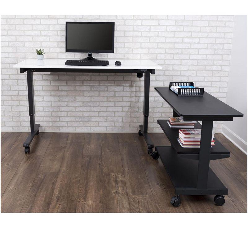 Stand Up Desk Store 3-Shelf Rolling Desk Return Side Desk Organizer and Bookcase on Wheels