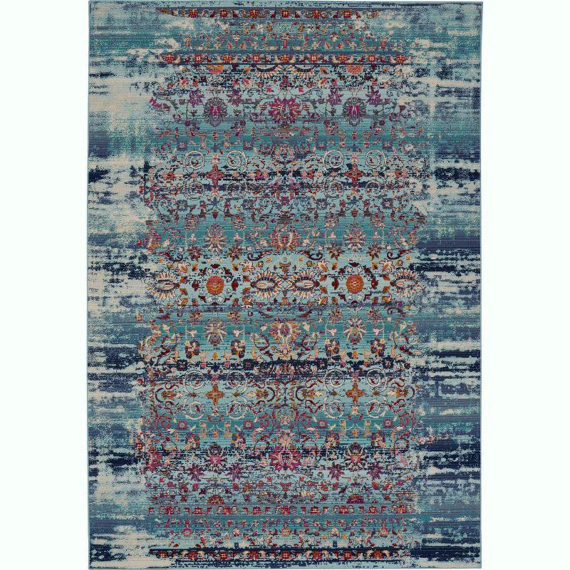 Nourison Vintage Kashan VKA02 Blue/White/Orange Indoor Area Rug - 5'3 x 7'10