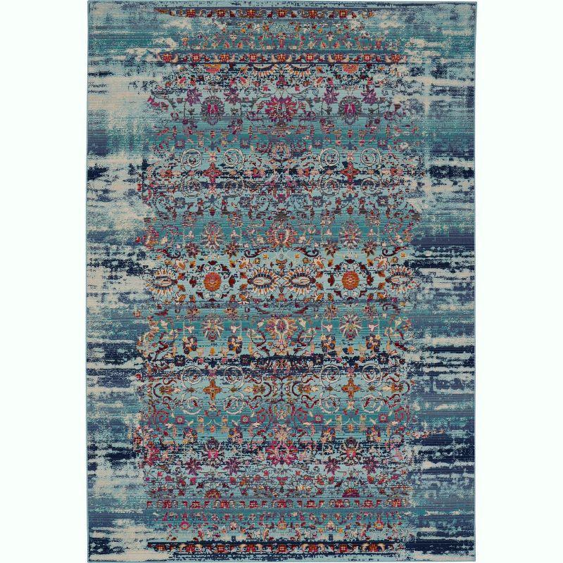 Handmade Blue Rectangular Stain-Resistant Synthetic Rug 5'3" x 7'10"