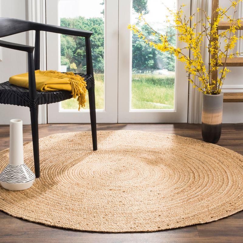 Natural Fiber NFB305 Hand Woven Area Rug - Natural - 5' round - Safavieh.