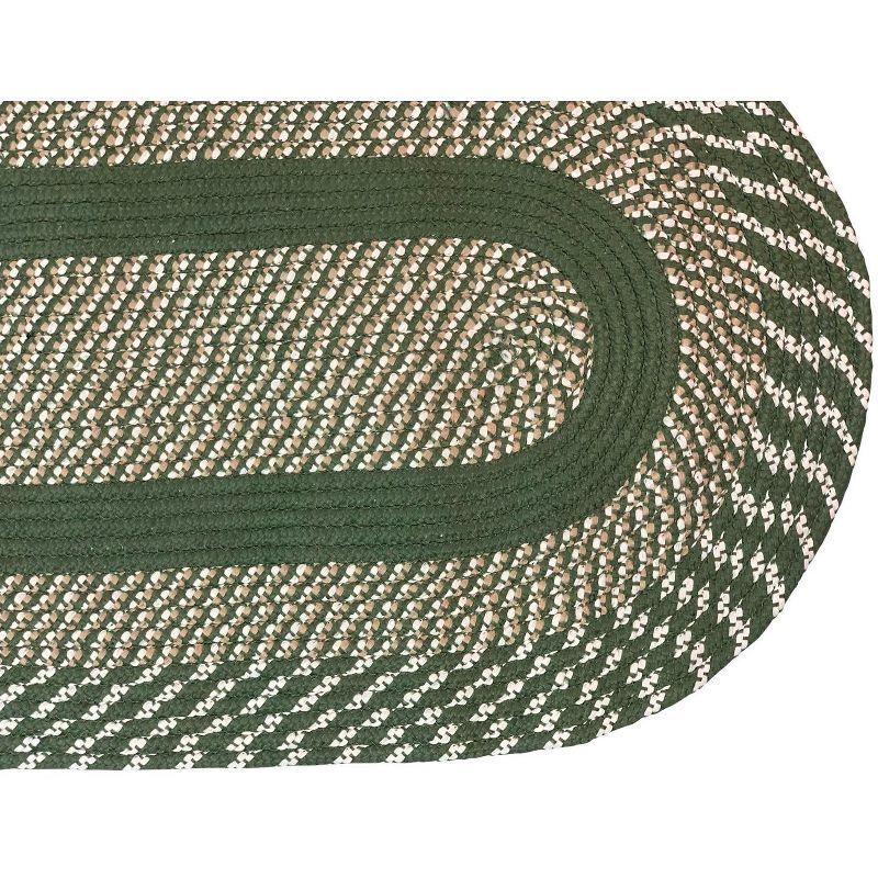 42" x 66" Newport Braid Collection Sage 100% Polypropylene Stripe Pattern Reversible Indoor Utility Oval Rug  - Better Trends