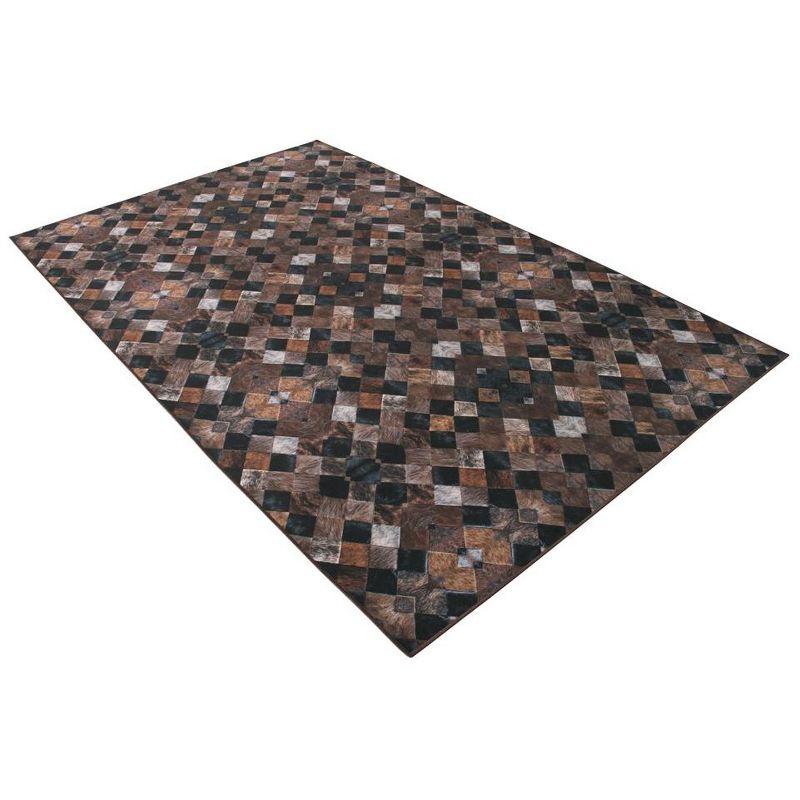 6' x 9' Black and Brown Faux Cowhide Area Rug