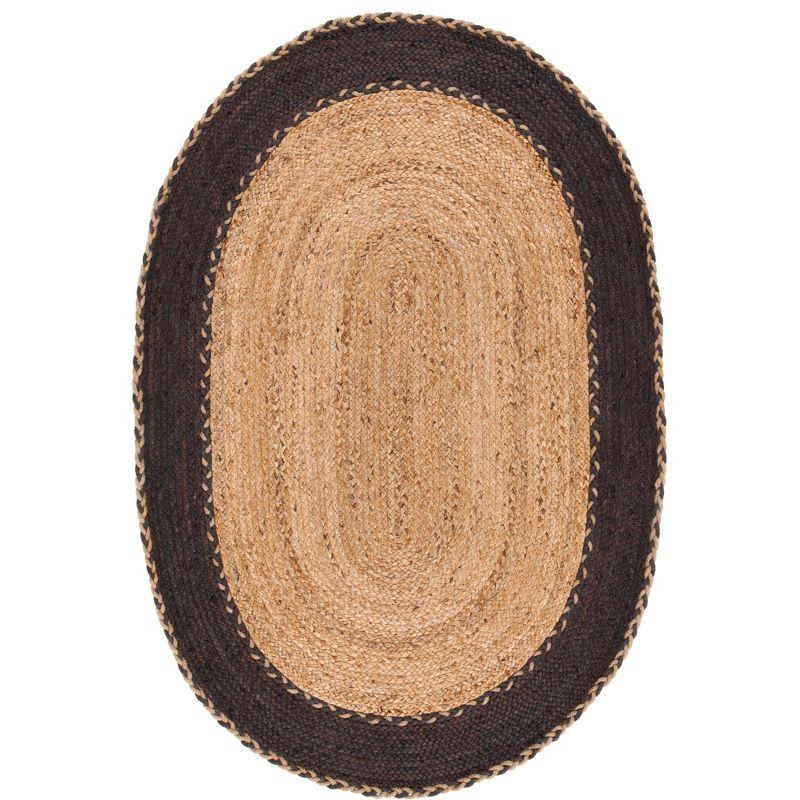 Natural Fiber NFB261 Hand Loomed Indoor Area Rug - Natural/Brown - 4'x6' Oval - Safavieh